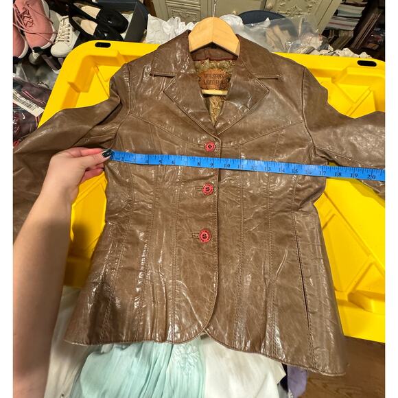 Vintage Brown Wilsons Leather 100% Leather Women's Fitted Maxima 1990s Y2K 1970s - Picture 11 of 16